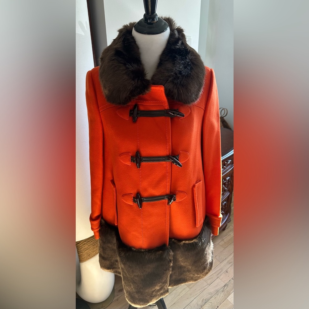 Kate Spade coat with faux fur collar and hem